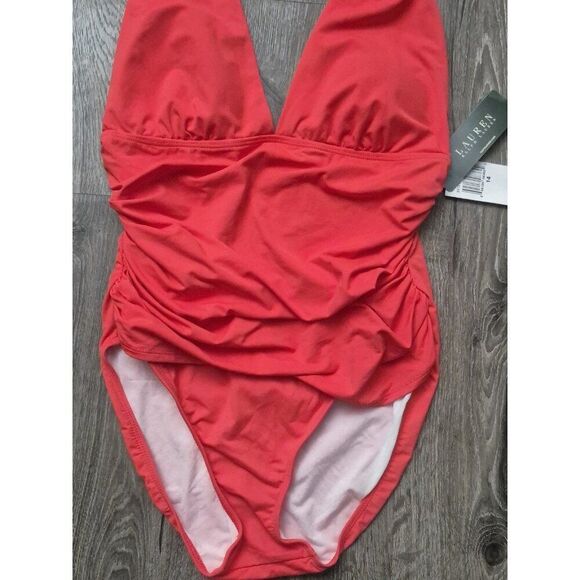 Ralph Lauren Slimming Haulter One Piece Bathingsuit Swimsuit Women's Size 14 - Picture 2 of 5